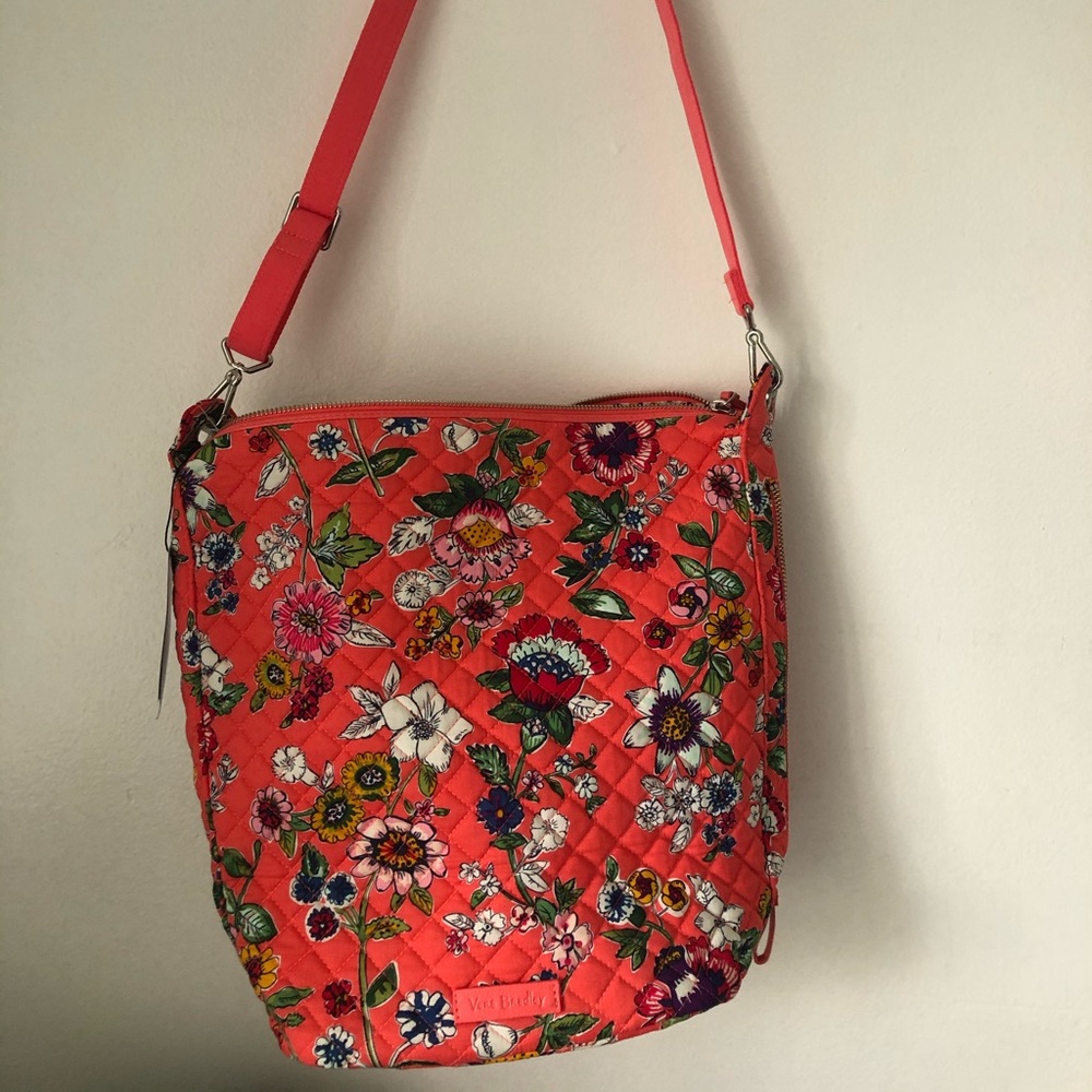 NWT Vera Bradley CARSON Hobo Bag - Coral Floral -